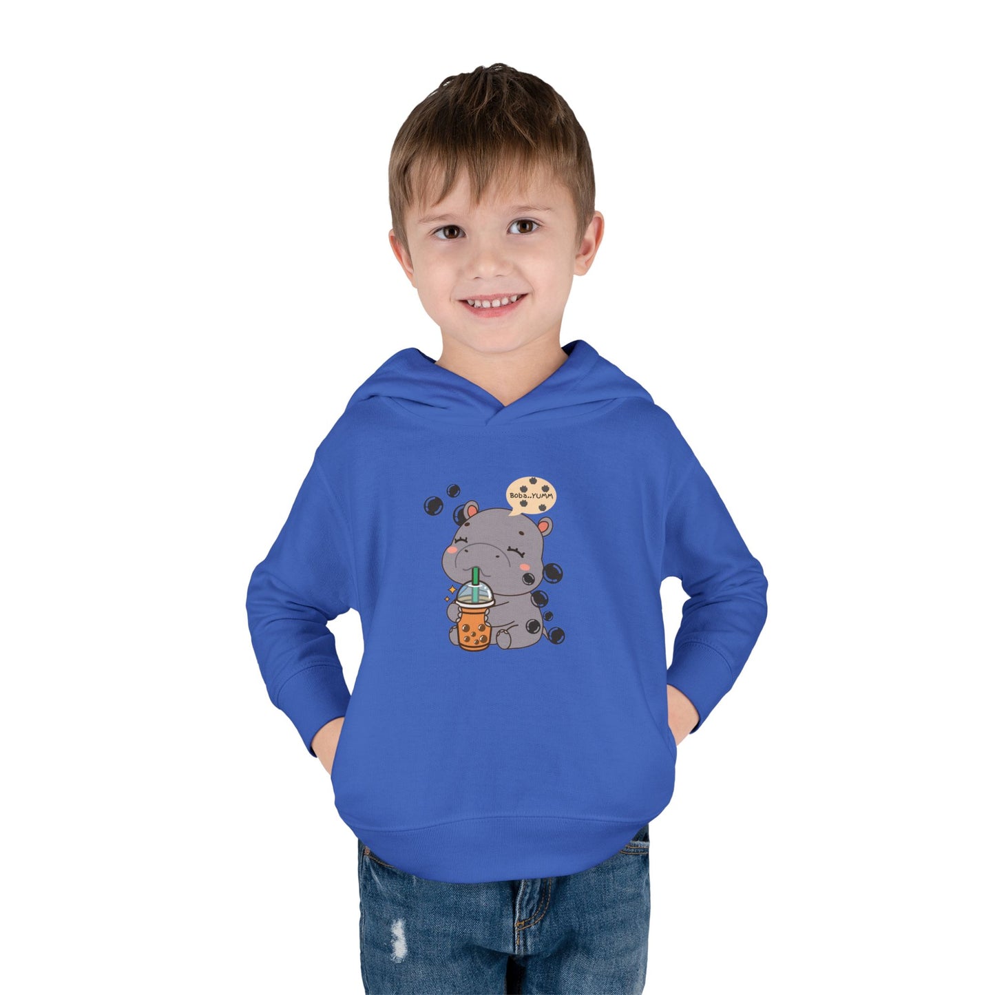Hippo Bubble Tea Toddler Fleece Hoodie