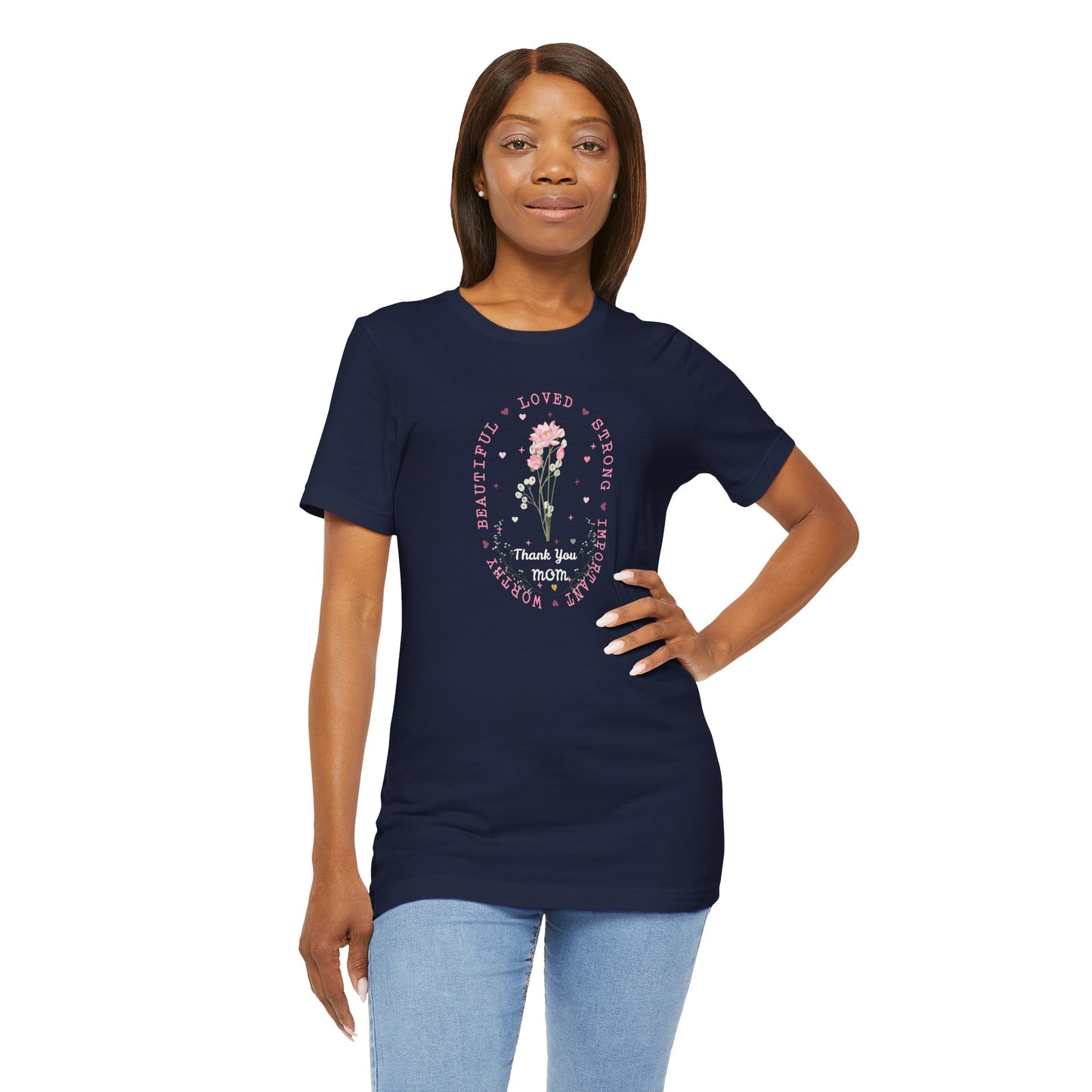 Mom Strength Pink Flower Graphic Tee