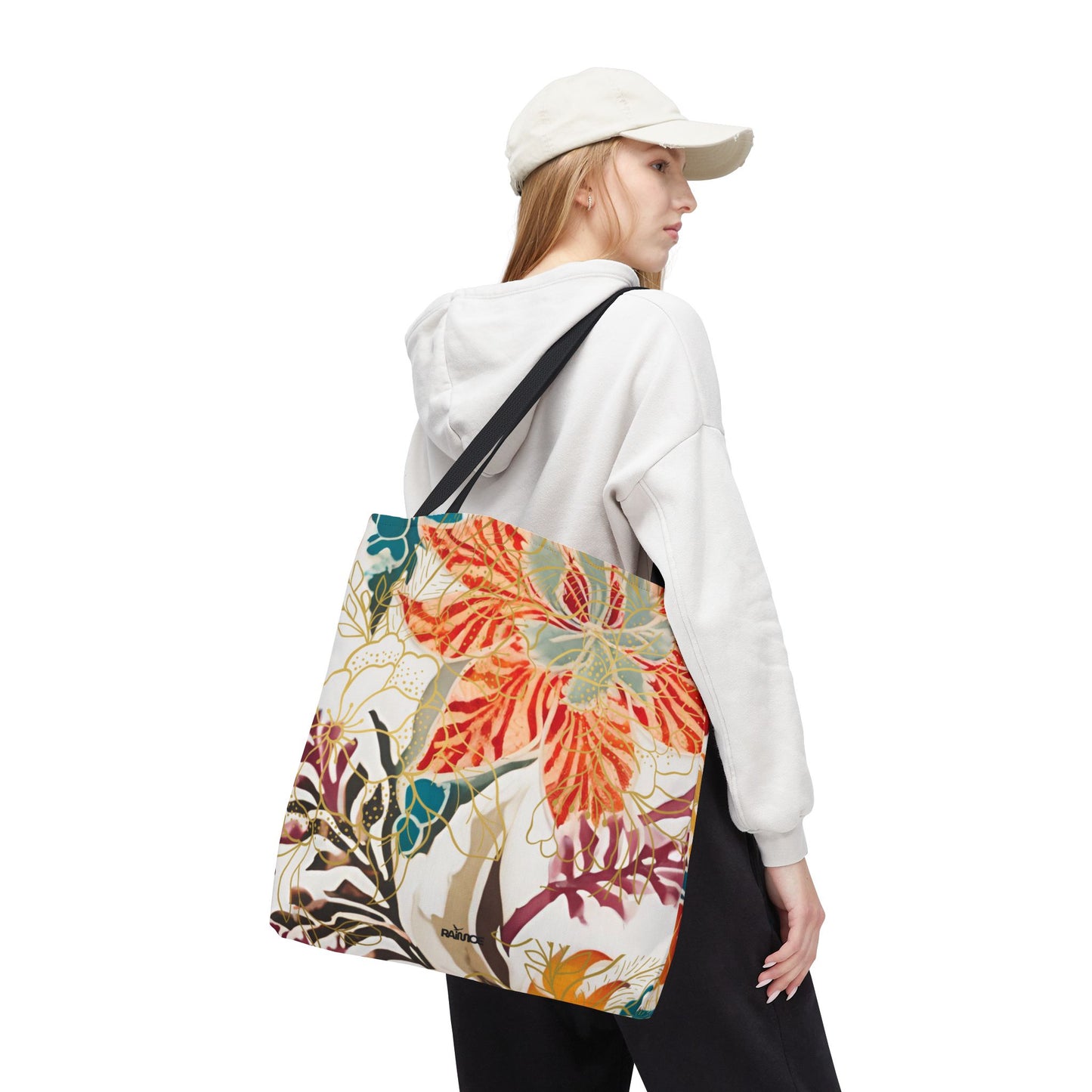 Bolso tote floral color castaño rojizo