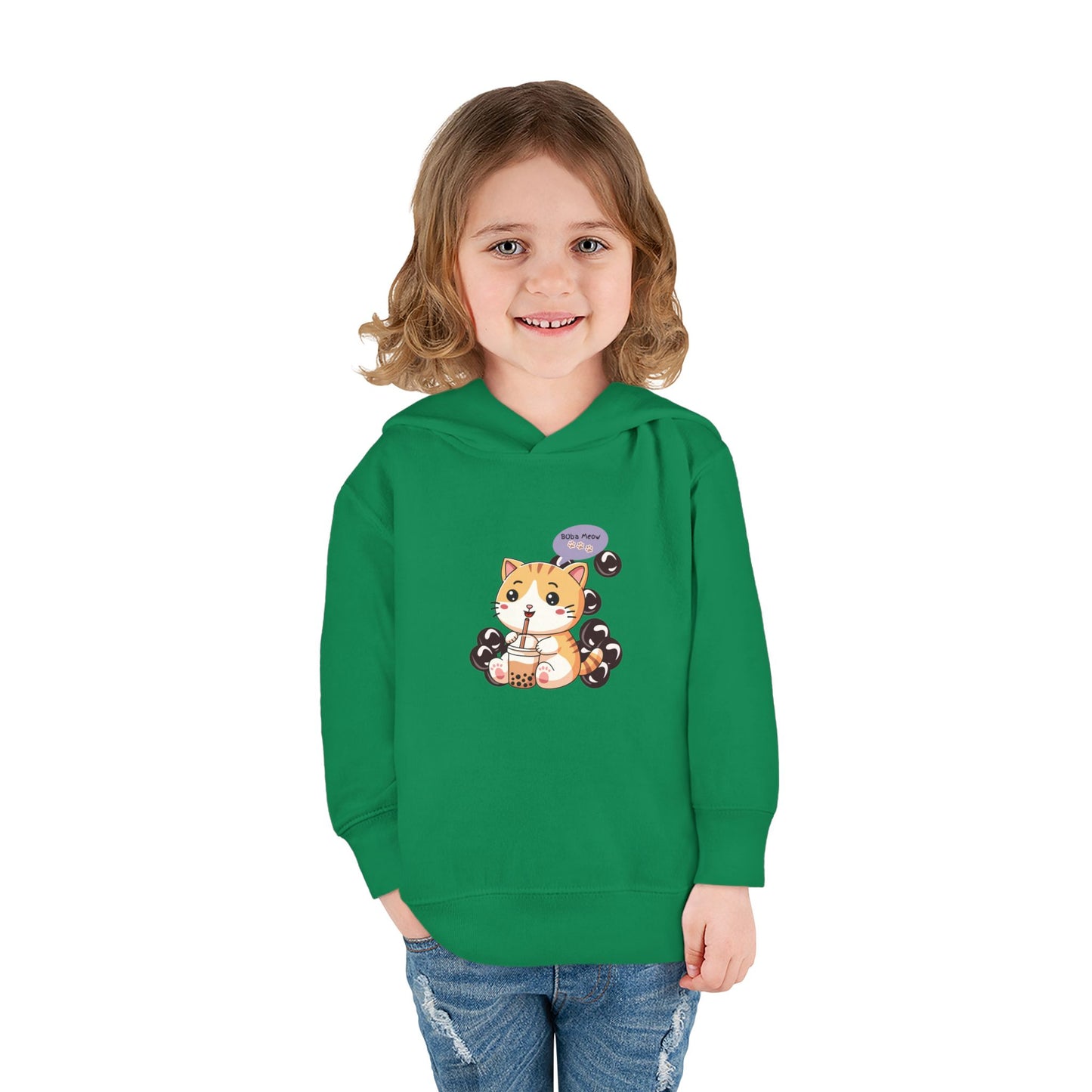 Kitten Bubble Tea Toddler Fleece Hoodie