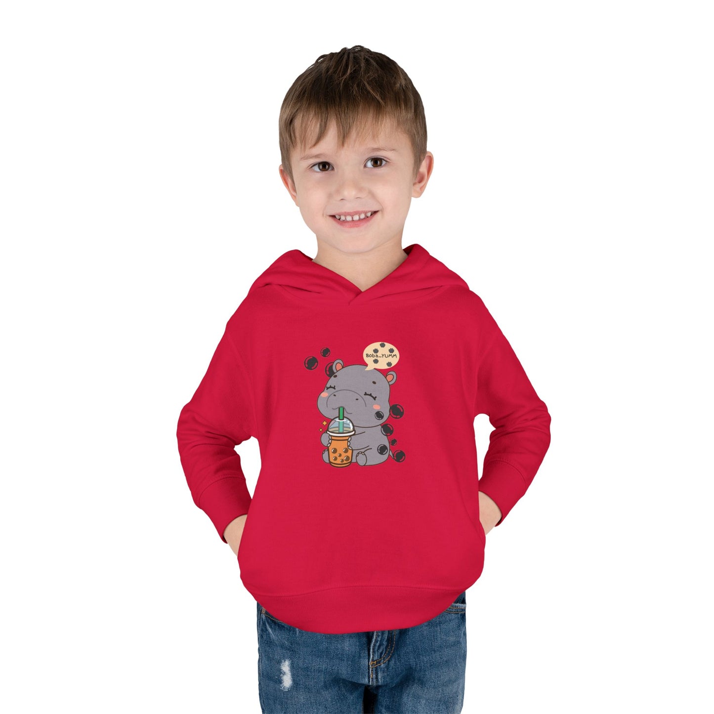 Hippo Bubble Tea Toddler Fleece Hoodie