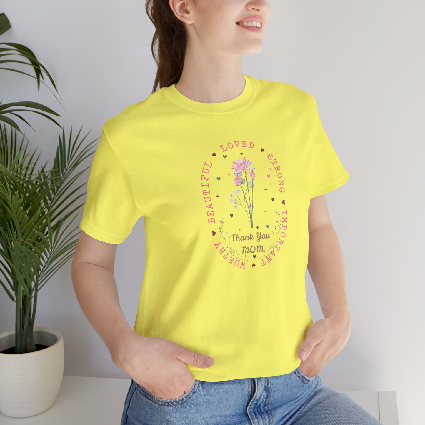 Mom Strength Pink Flower Graphic Tee