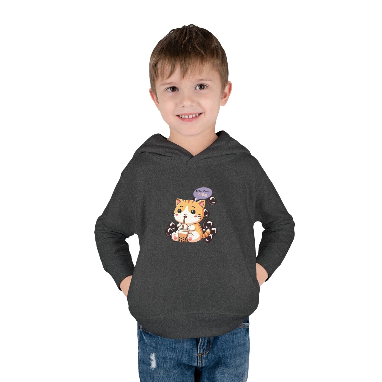 Kitten Bubble Tea Toddler Fleece Hoodie