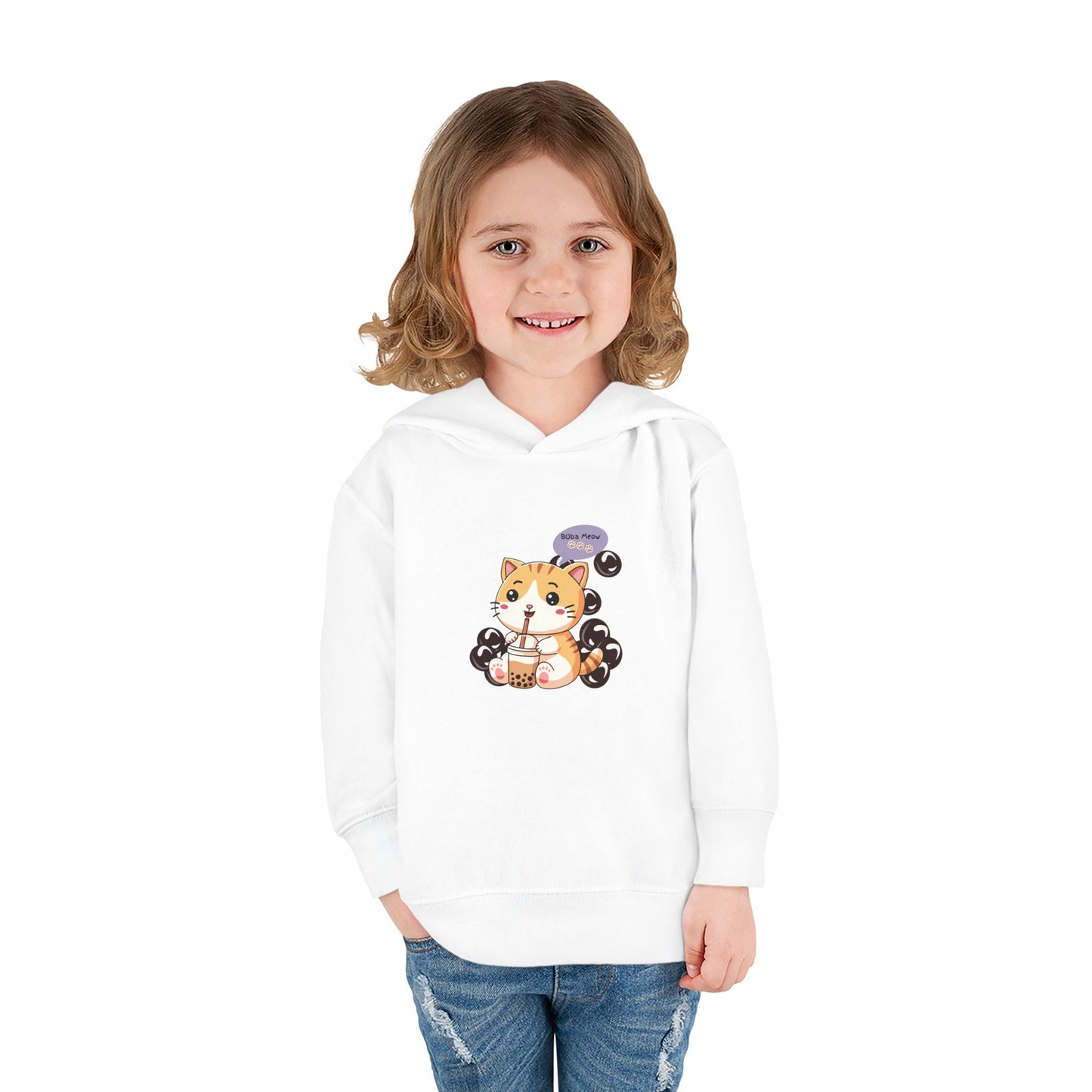 Kitten Bubble Tea Toddler Fleece Hoodie