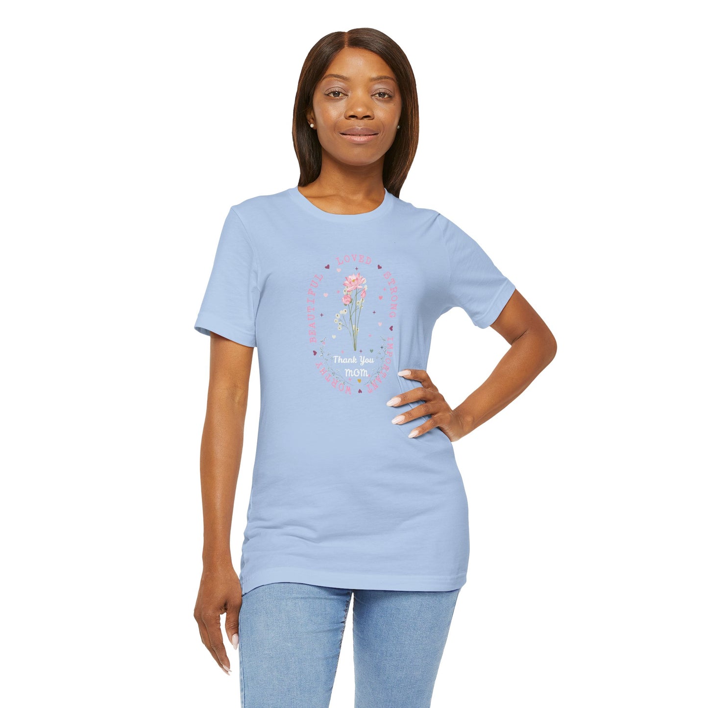 Mom Strength Pink Flower Graphic Tee