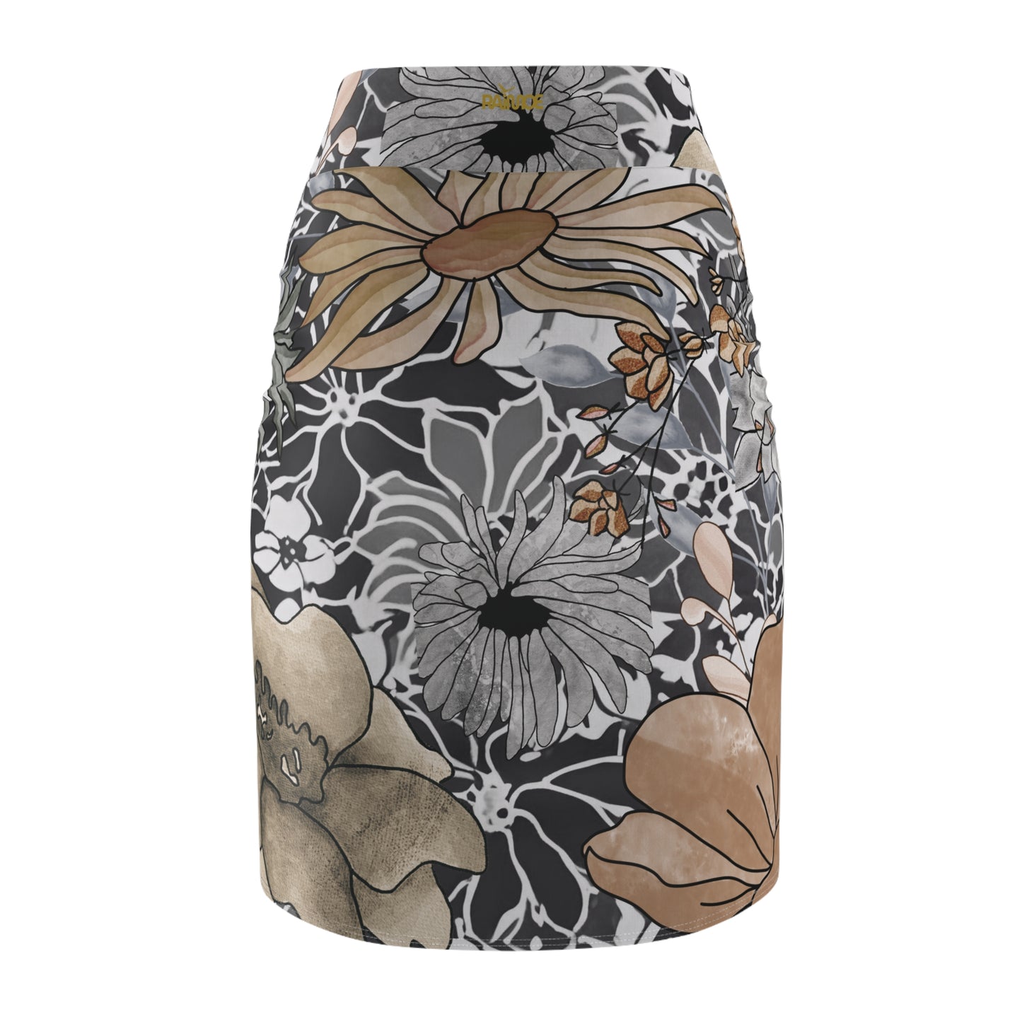 Falda tubo rústica con estampado floral para mujer