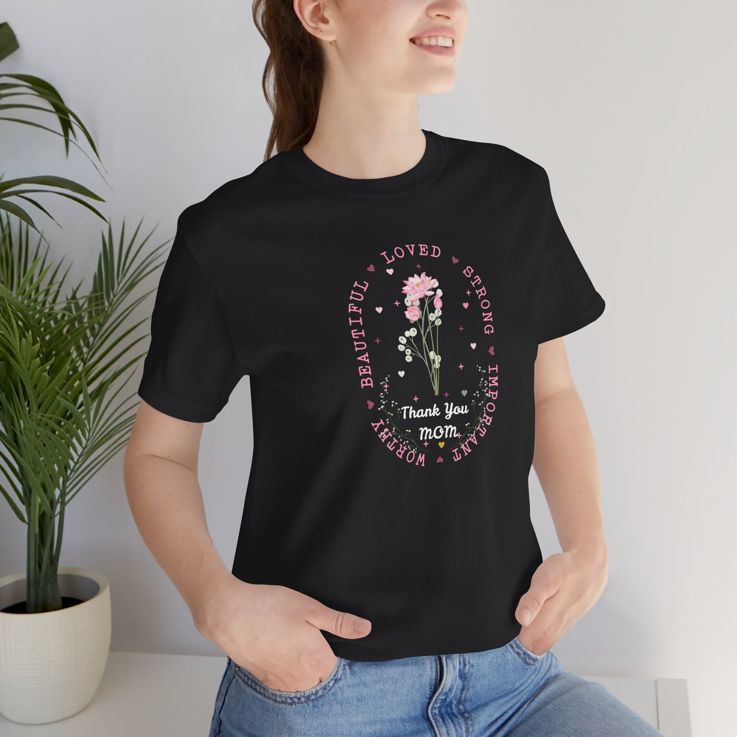 Mom Strength Pink Flower Graphic Tee