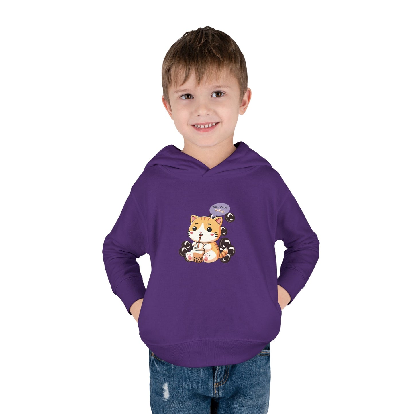 Kitten Bubble Tea Toddler Fleece Hoodie