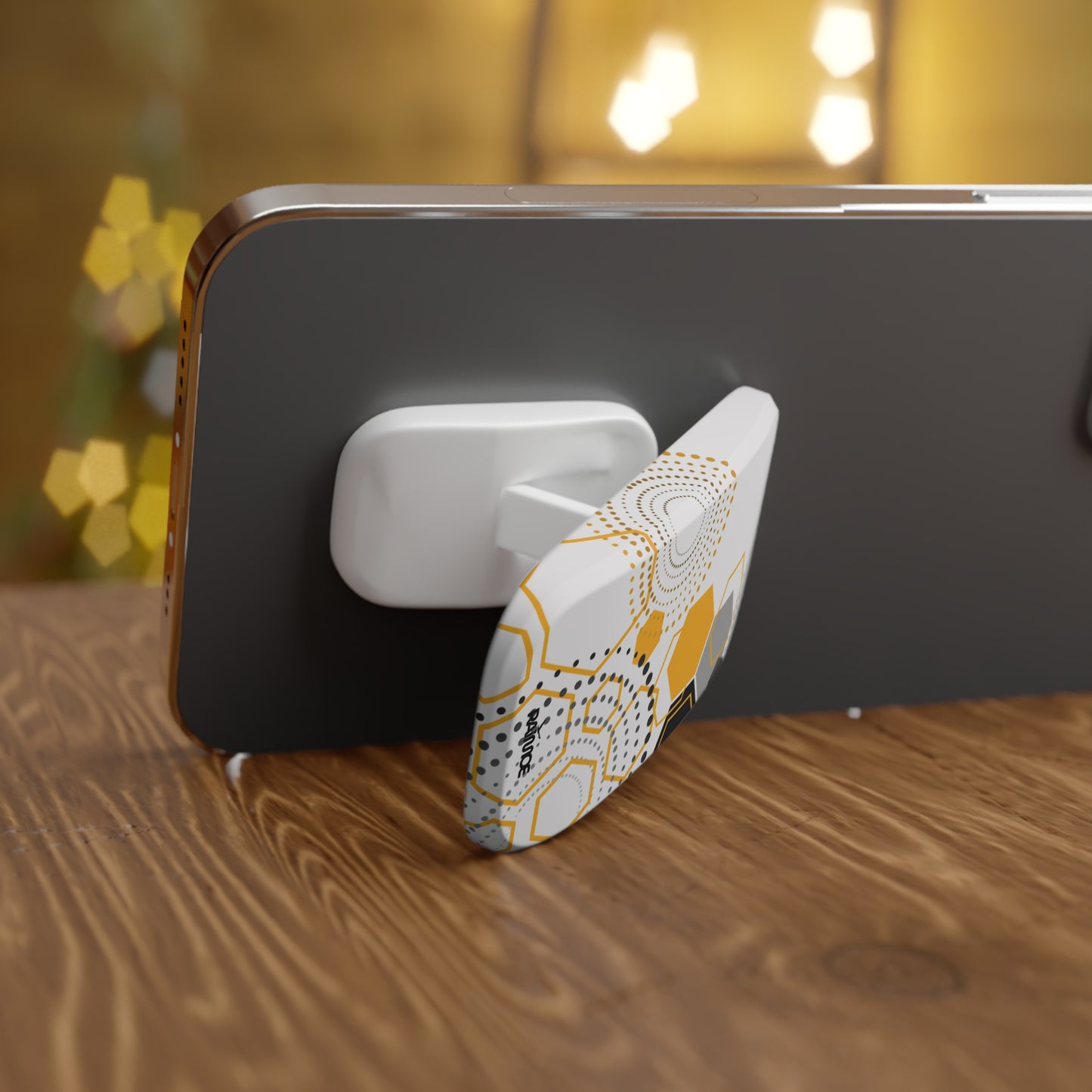 Agarre de clic para teléfono hexagonal blanco