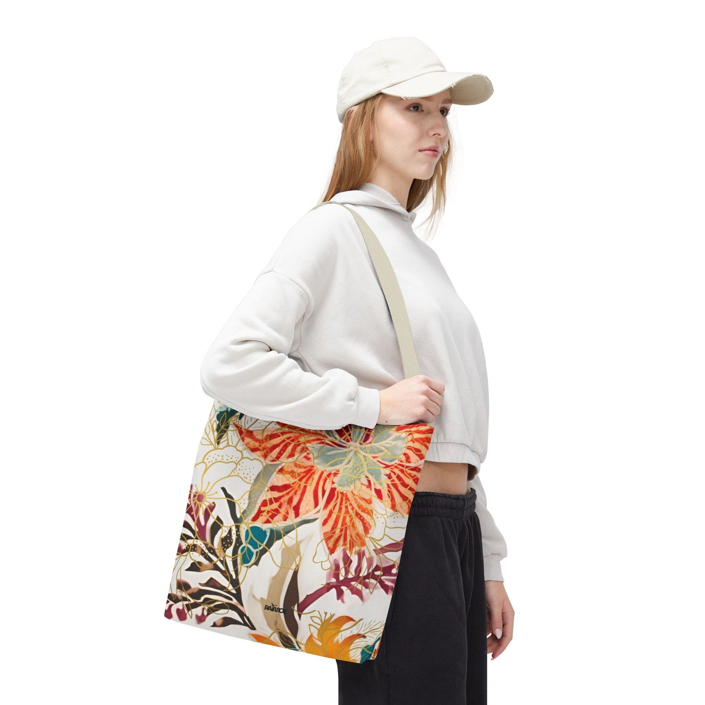 Bolso tote floral color castaño rojizo