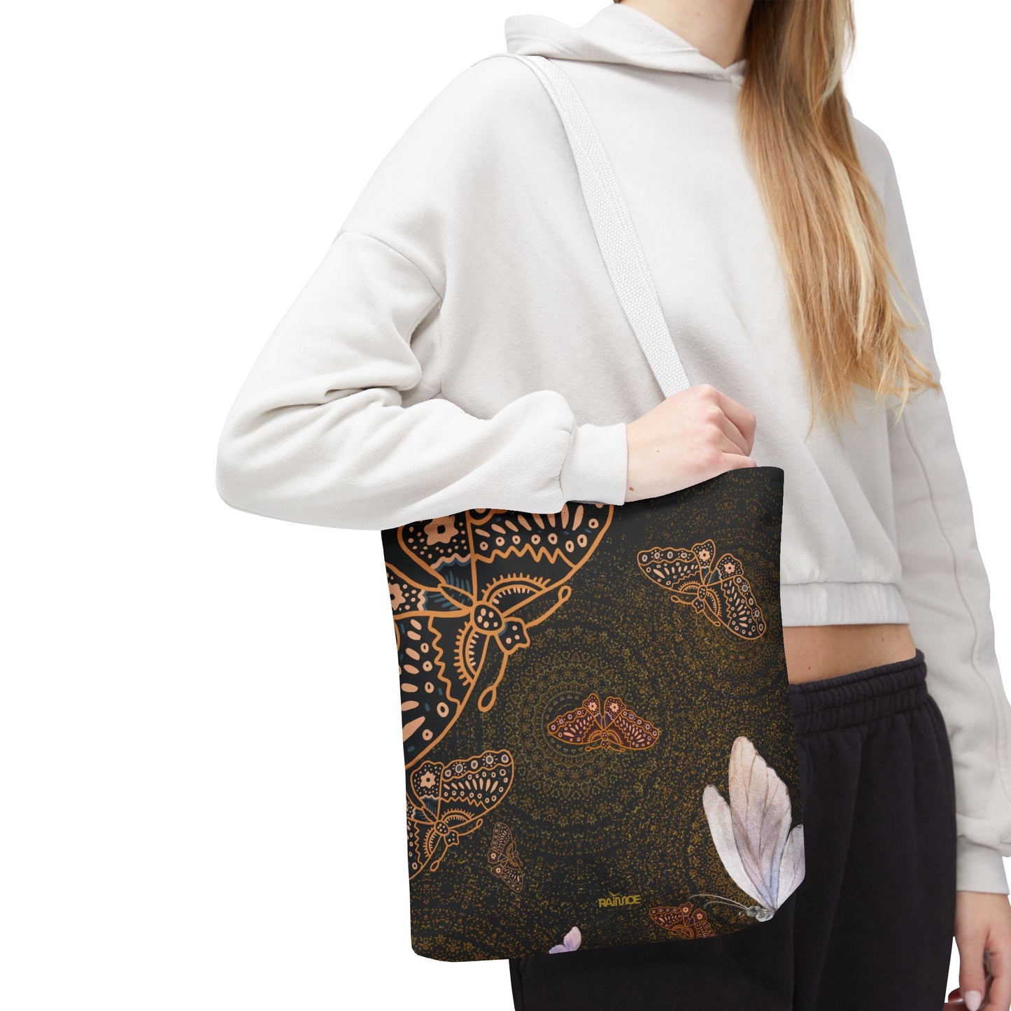 Bolsa de mano con mariposas en espiral