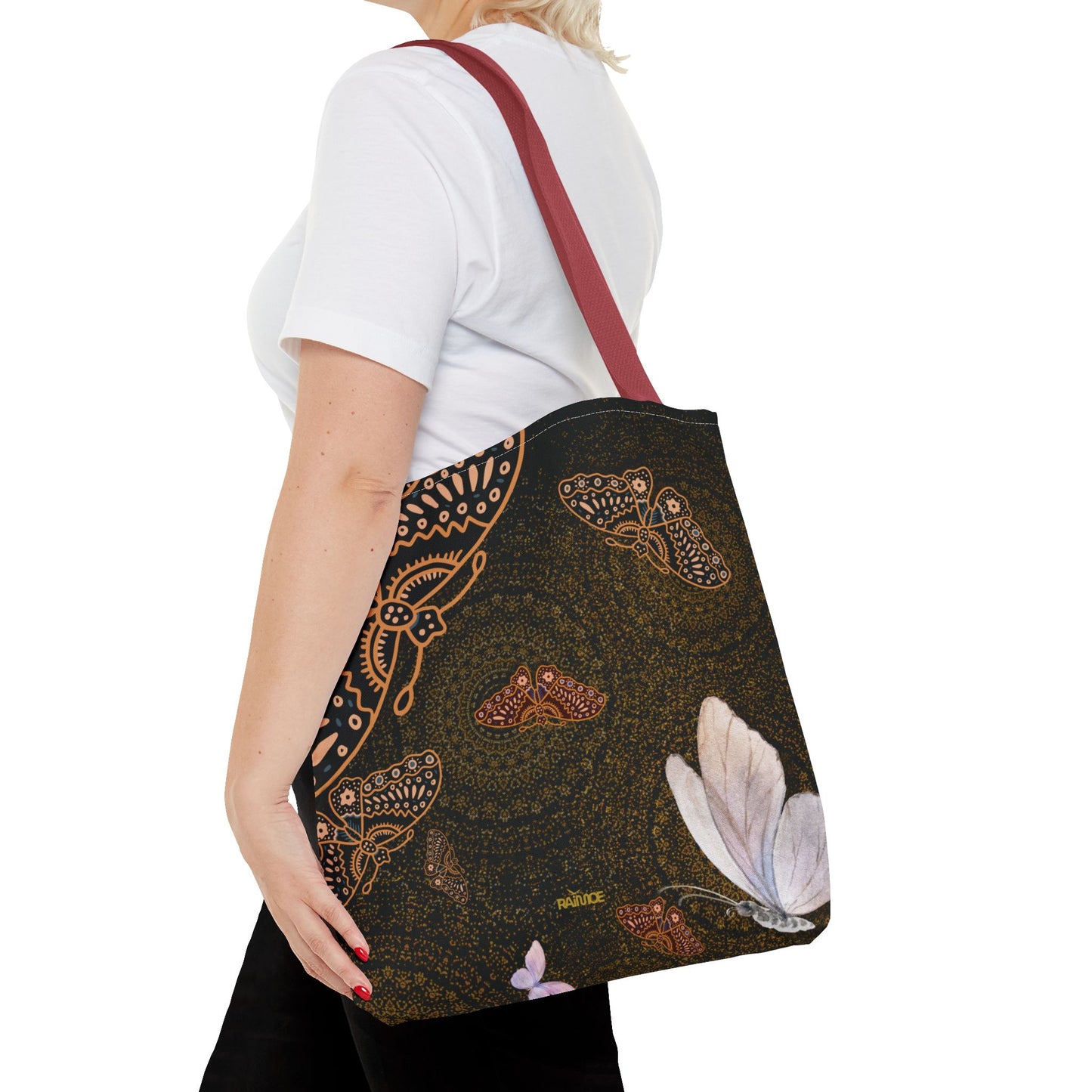 Bolsa de mano con mariposas en espiral