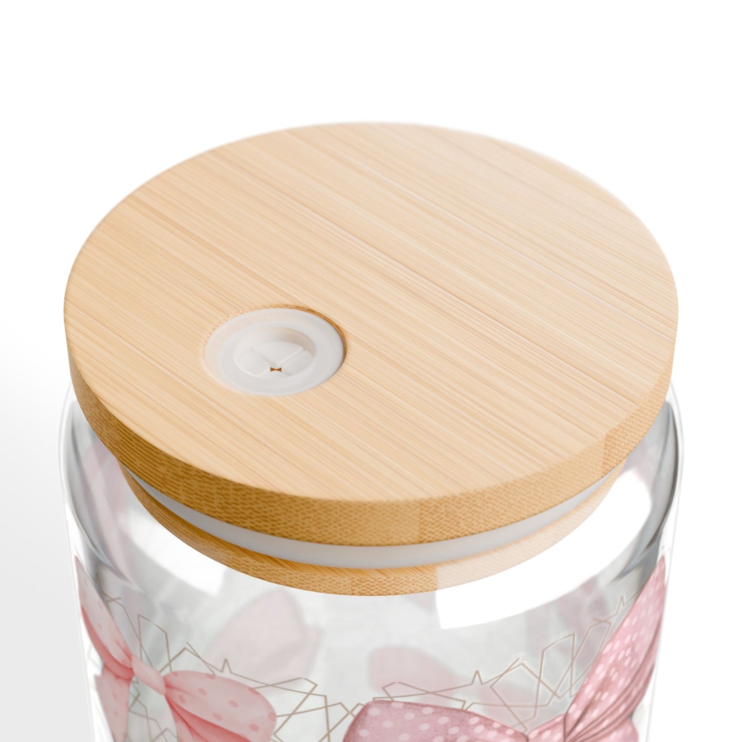 Pink Bow Sipper Glass Cup with Lid - 16oz