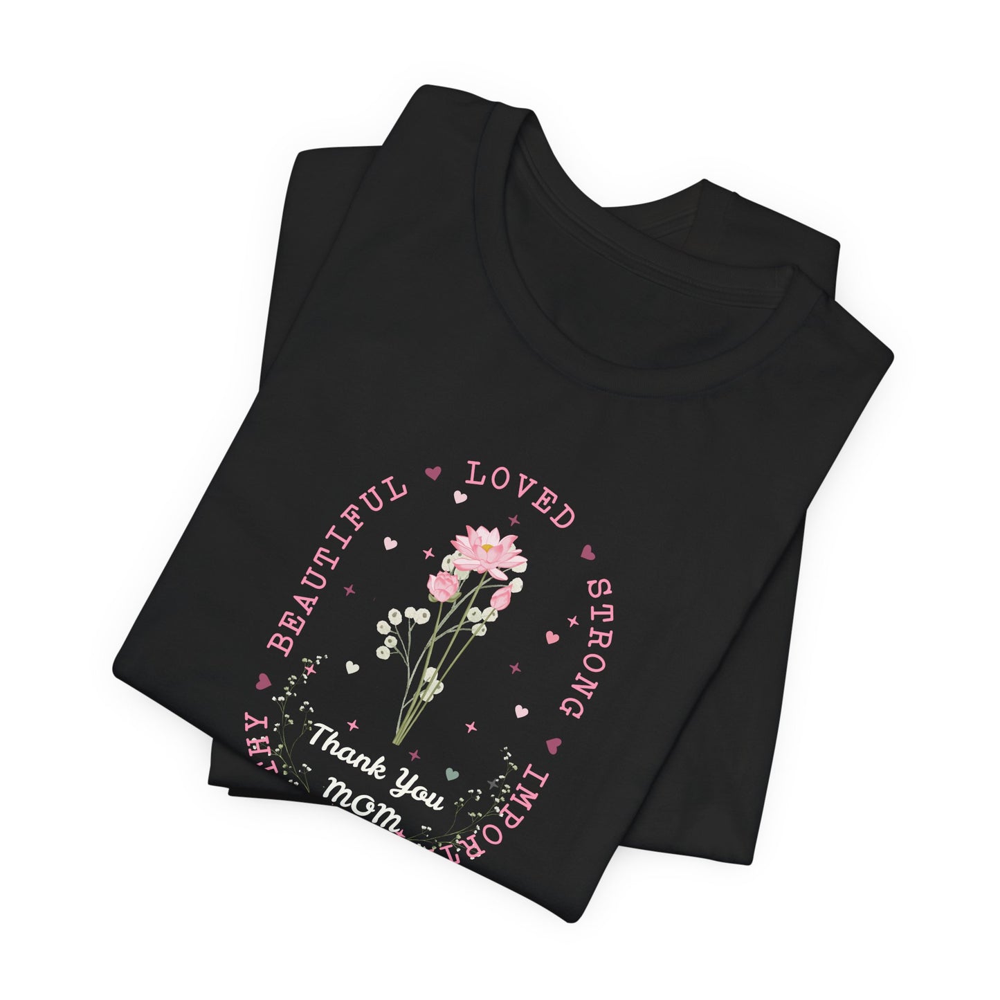 Mom Strength Pink Flower Graphic Tee