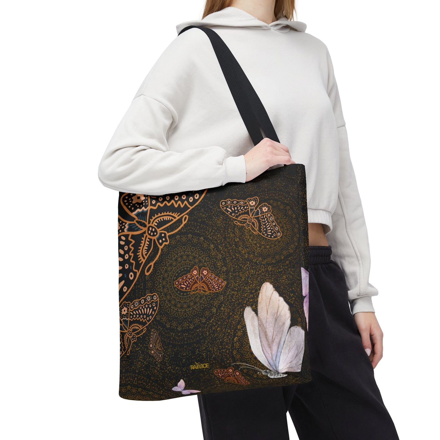 Bolsa de mano con mariposas en espiral