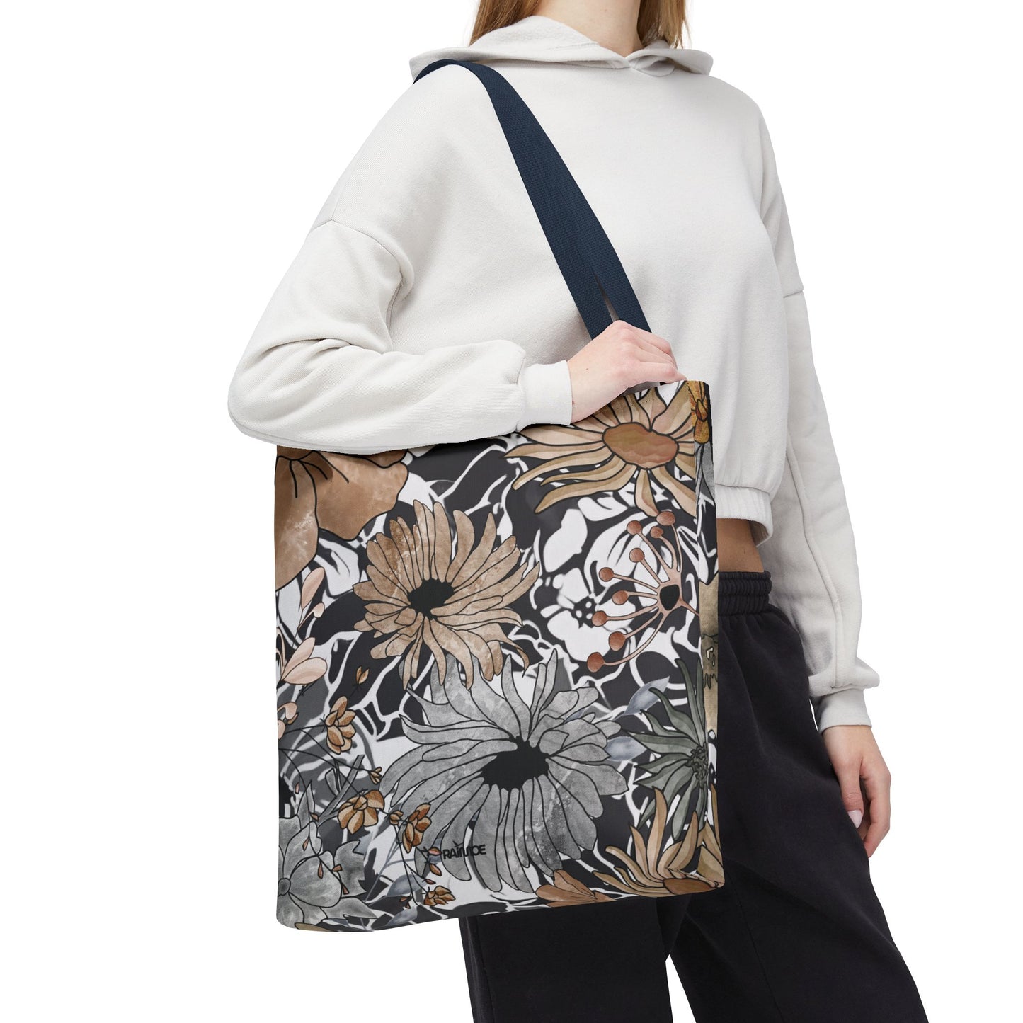 Bolsa de mano rústica con flores
