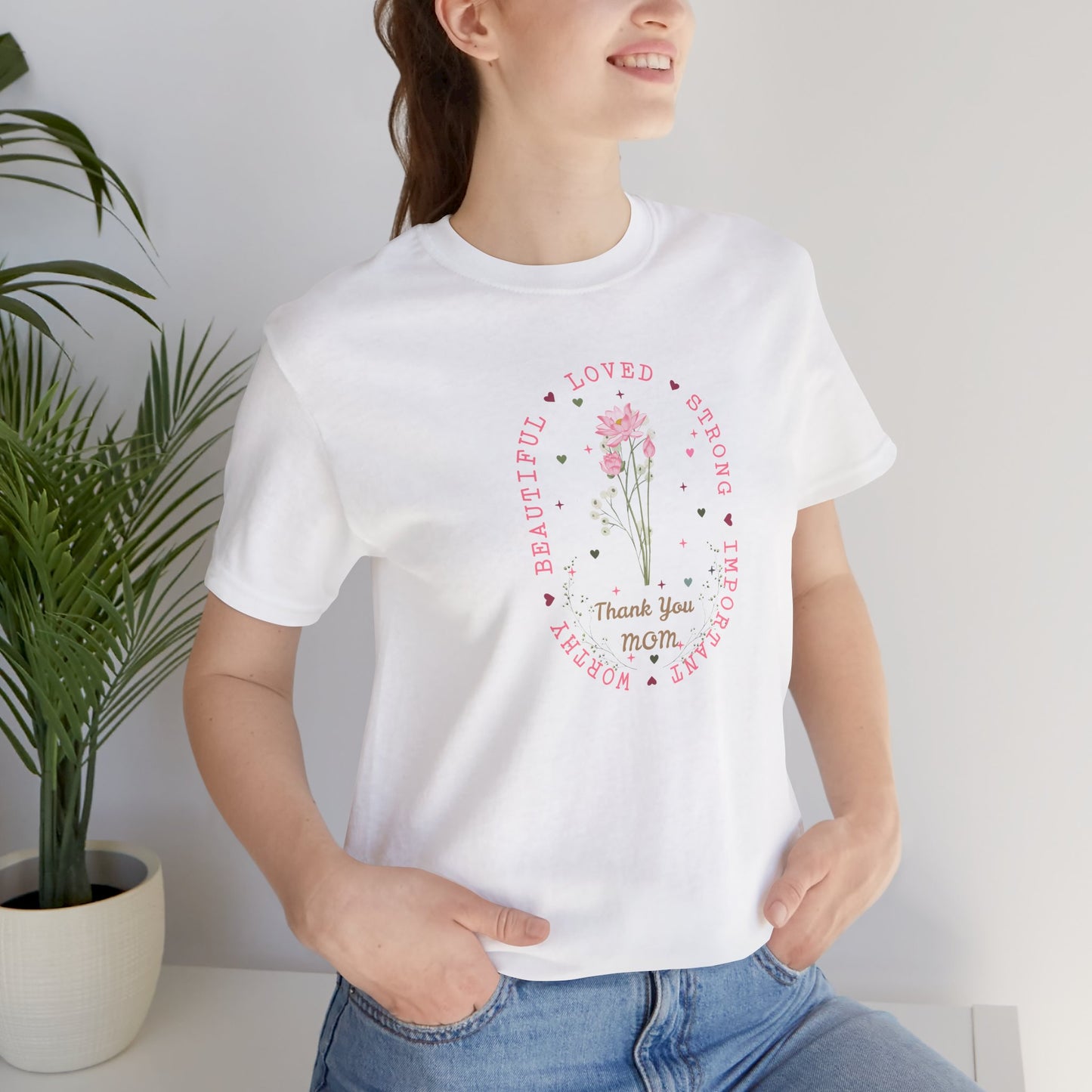 Mom Strength Pink Flower Graphic Tee