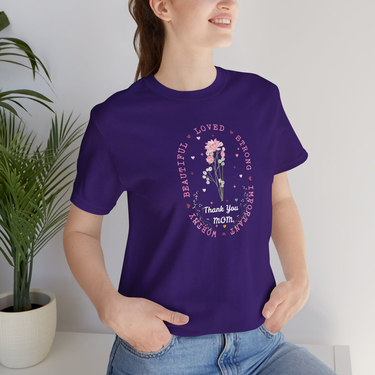 Mom Strength Pink Flower Graphic Tee