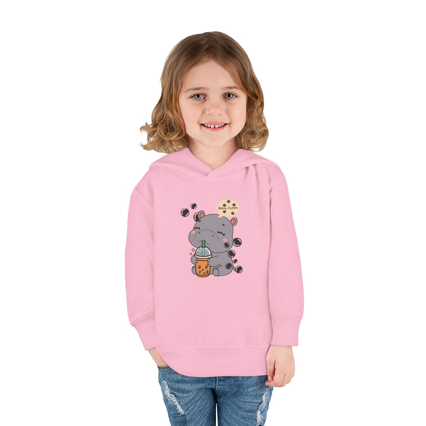 Hippo Bubble Tea Toddler Fleece Hoodie