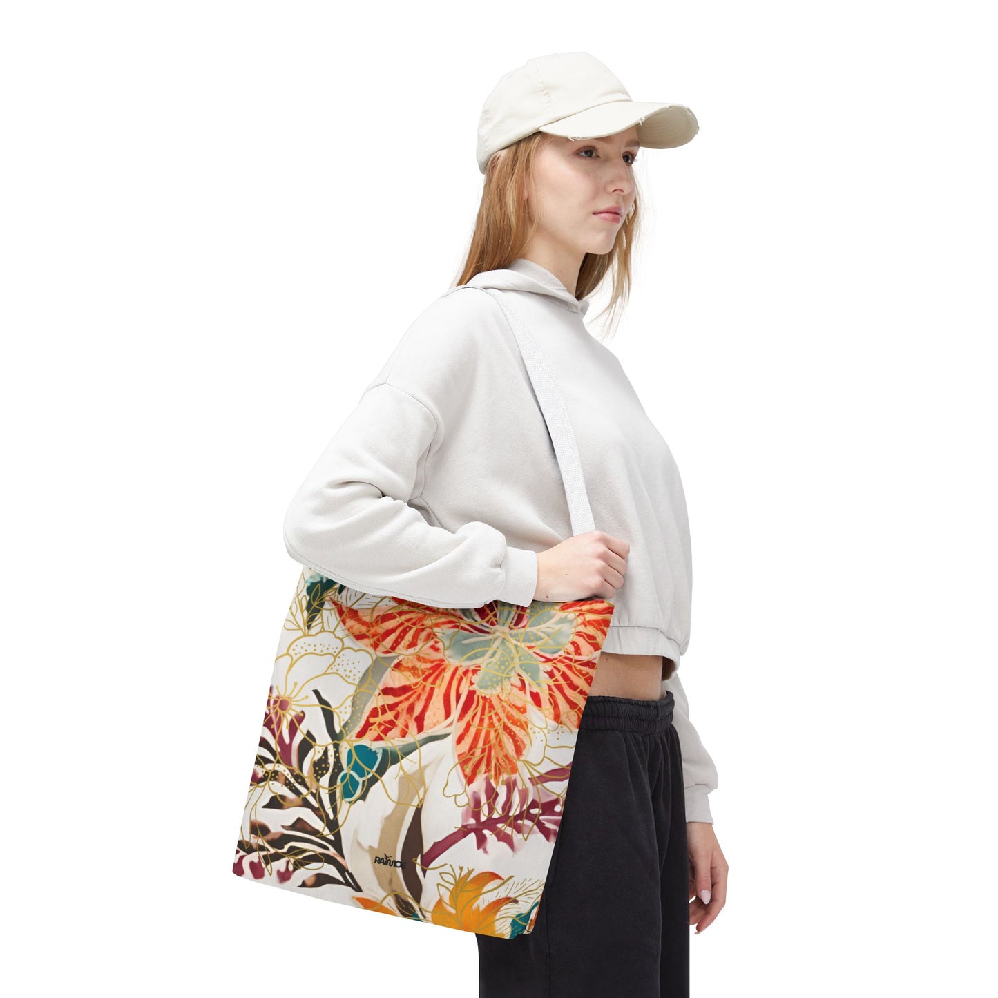 Bolso tote floral color castaño rojizo