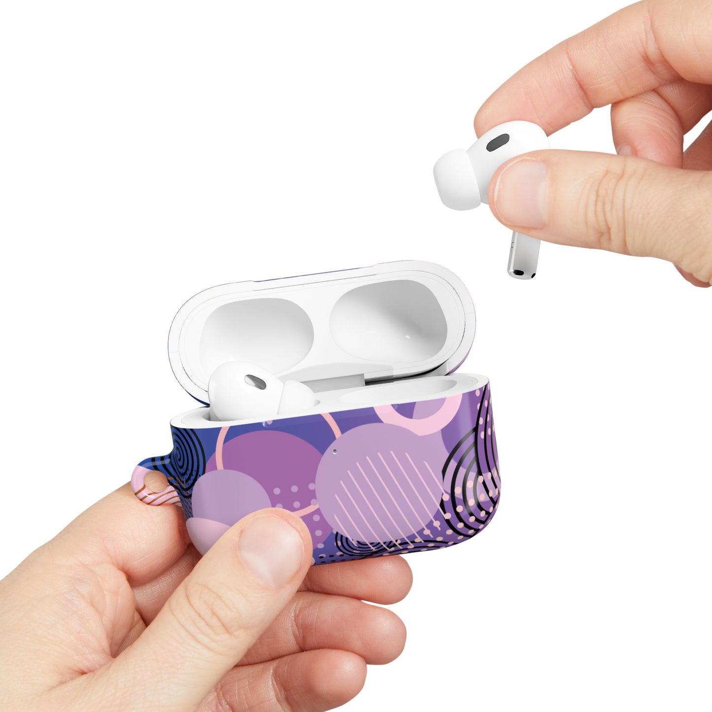 Estuche para AirPods Pro Gen 2 con diseño geométrico morado