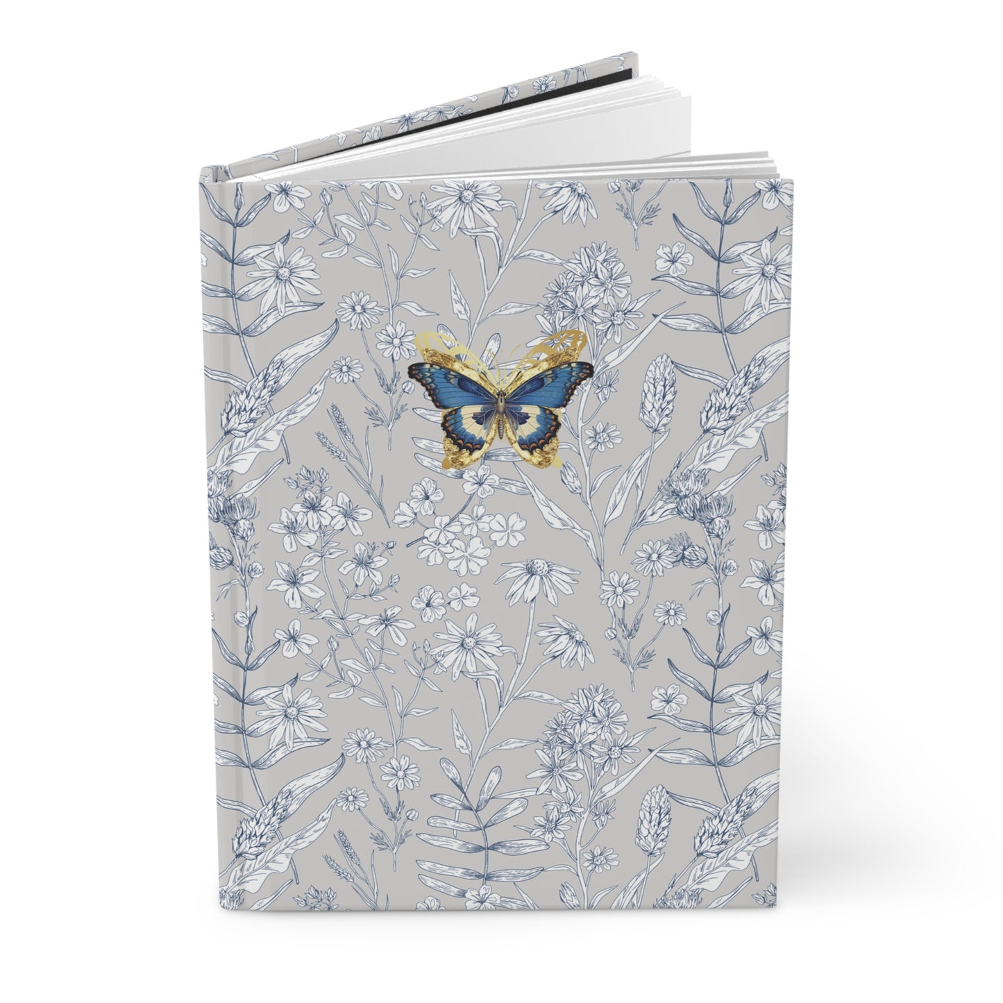 Elegant Floral Hardcover Journal with Butterfly Design (5.75" x 8")