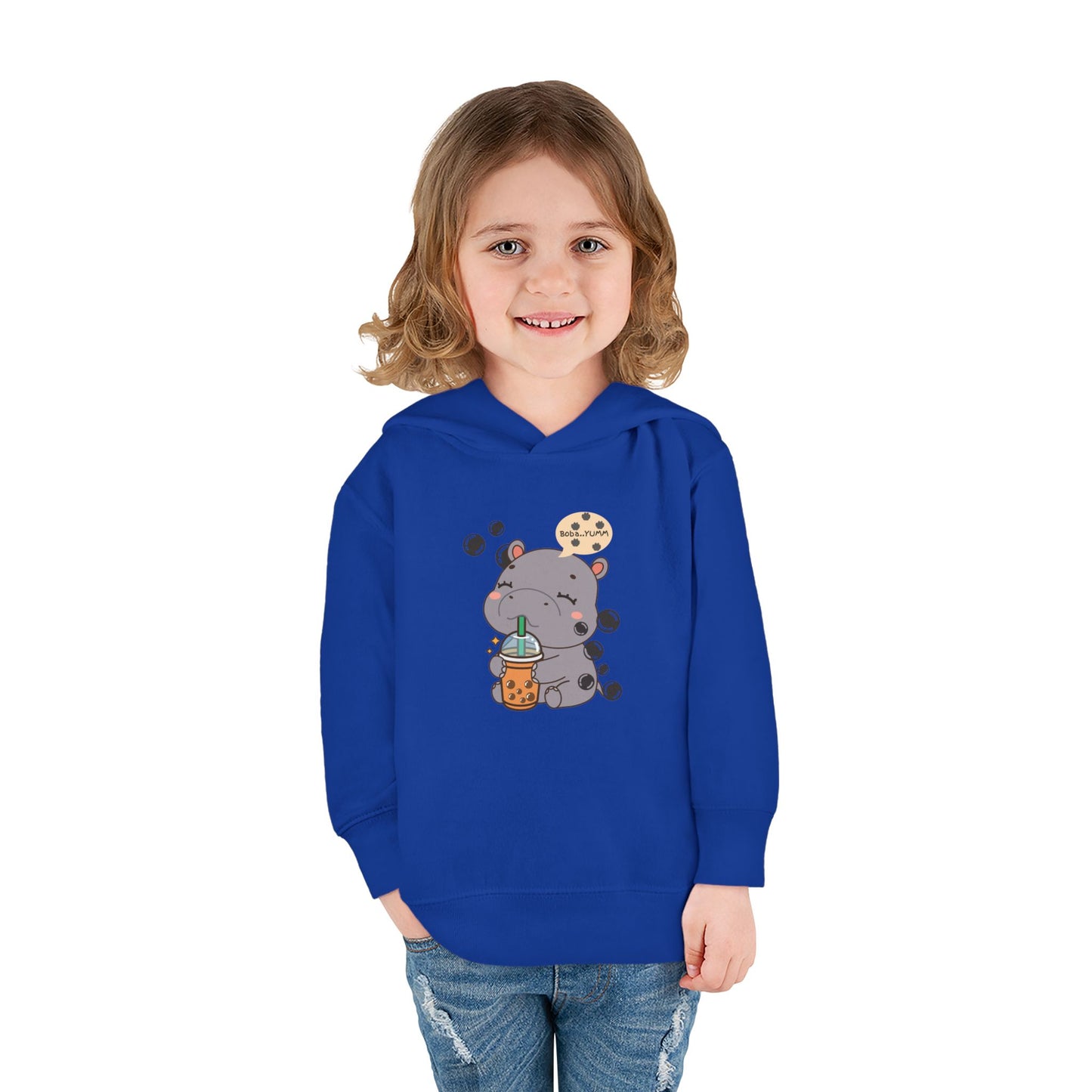 Hippo Bubble Tea Toddler Fleece Hoodie