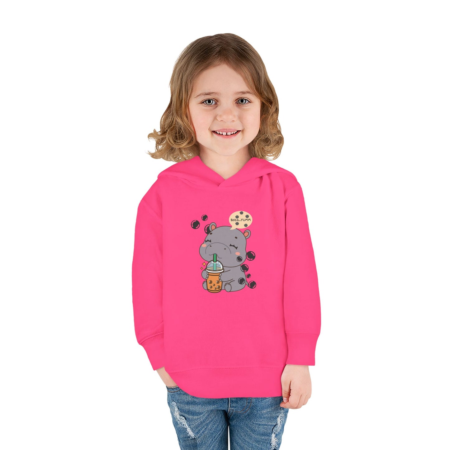 Hippo Bubble Tea Toddler Fleece Hoodie