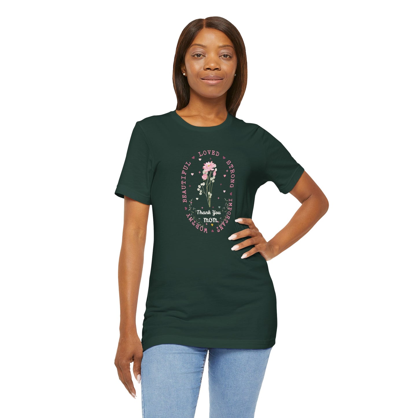 Mom Strength Pink Flower Graphic Tee