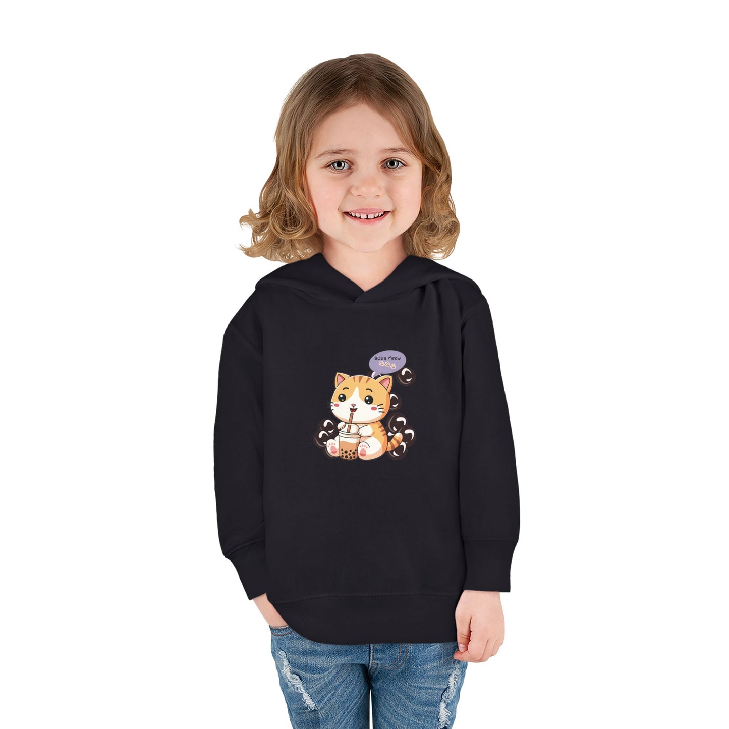 Kitten Bubble Tea Toddler Fleece Hoodie