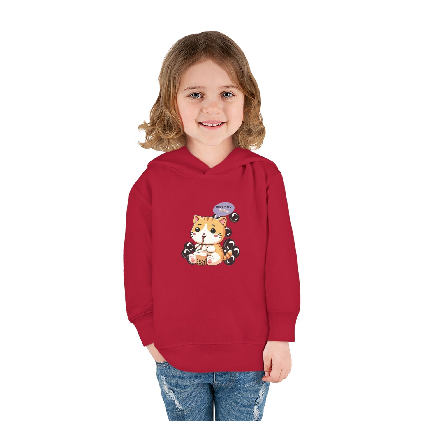 Kitten Bubble Tea Toddler Fleece Hoodie