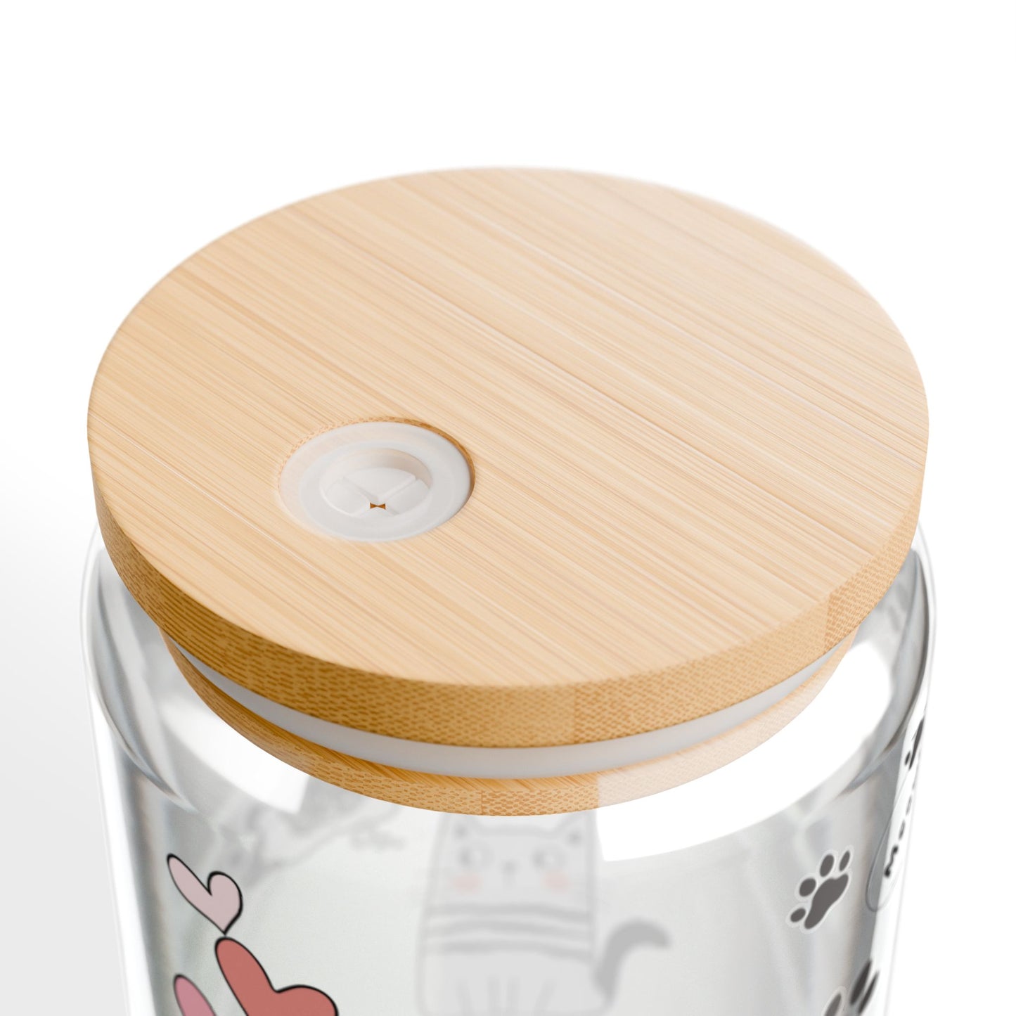 Cat in A Cup Sipper Glass Cup with Lid - 16oz