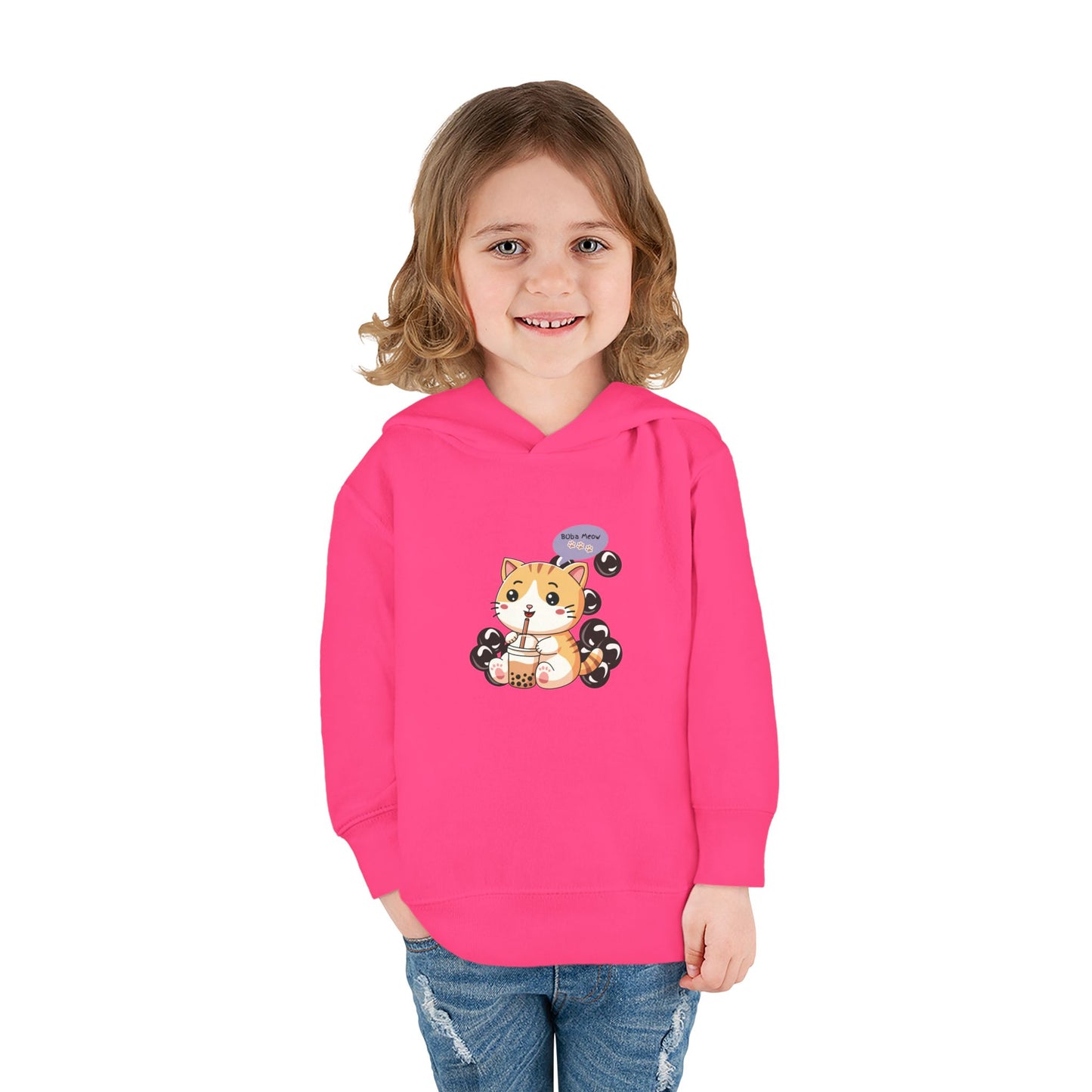 Kitten Bubble Tea Toddler Fleece Hoodie