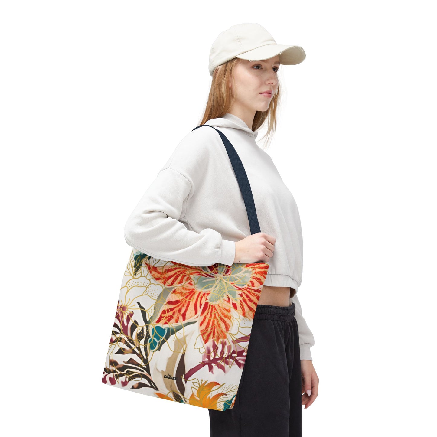 Bolso tote floral color castaño rojizo