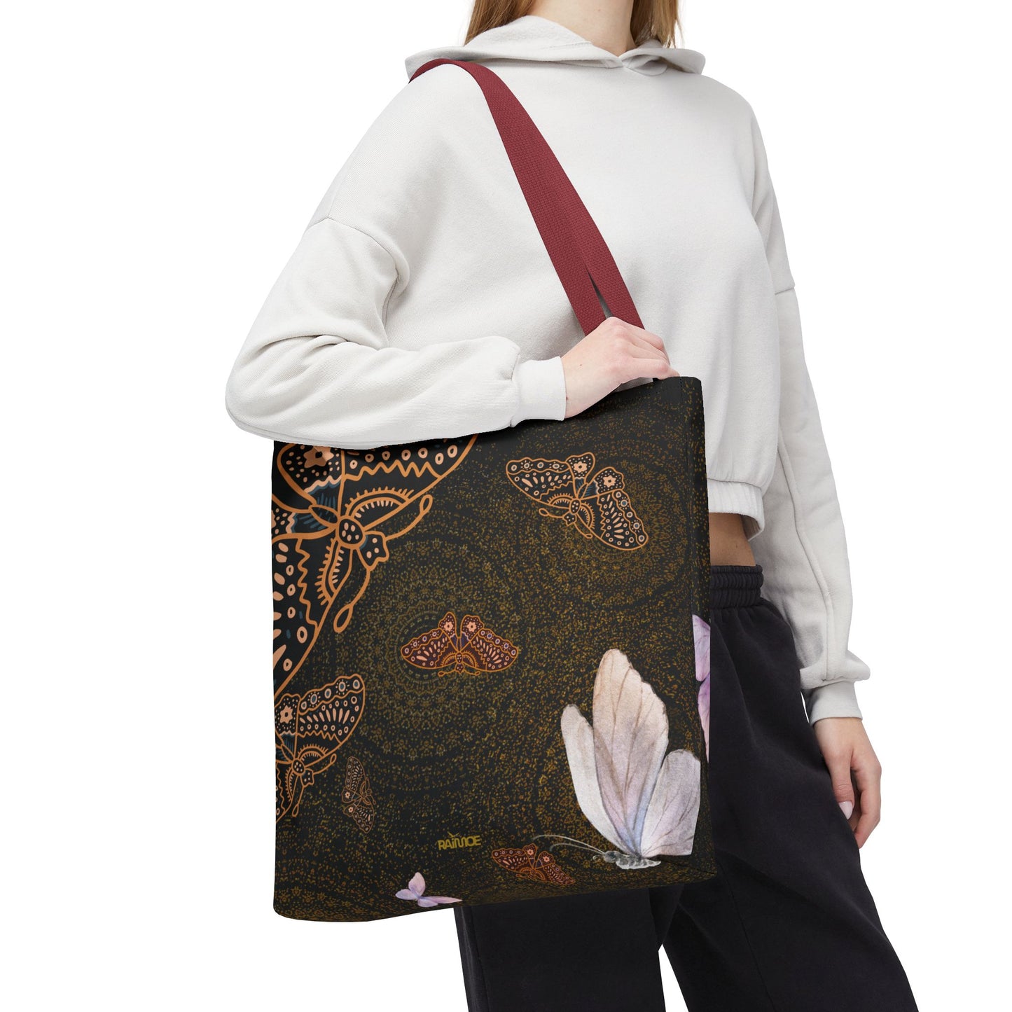 Bolsa de mano con mariposas en espiral