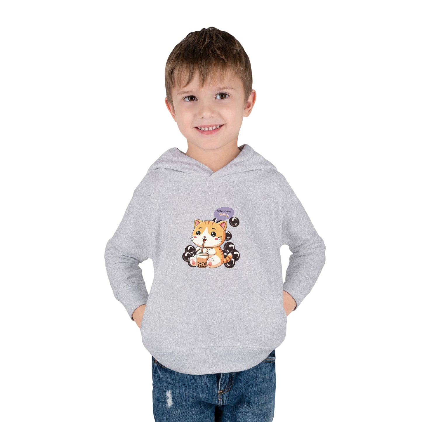 Kitten Bubble Tea Toddler Fleece Hoodie