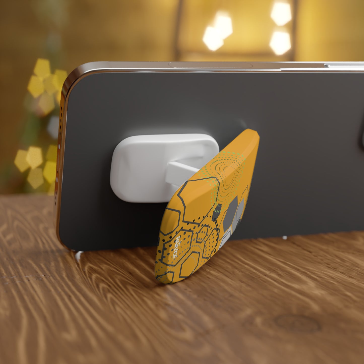Agarre de clic para teléfono hexagonal amarillo