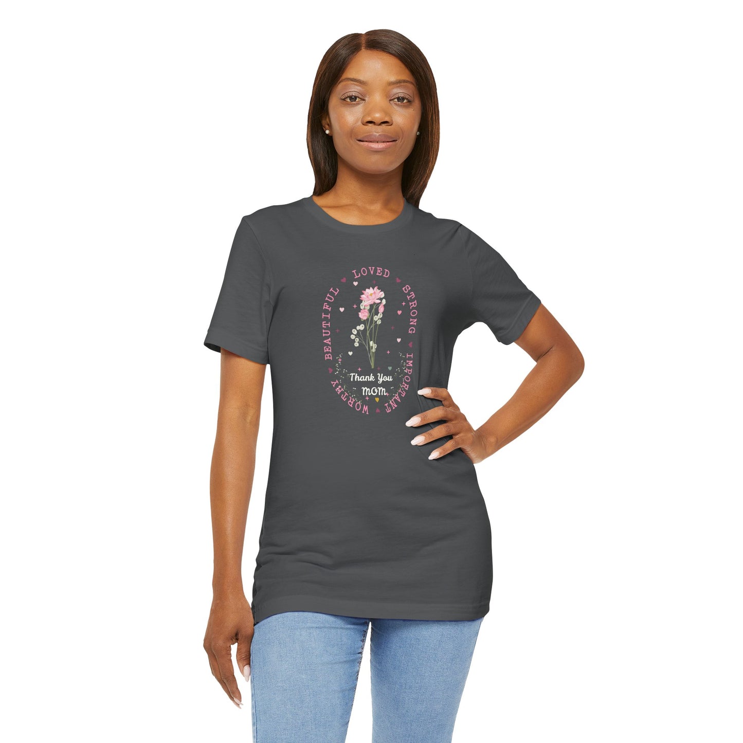 Mom Strength Pink Flower Graphic Tee