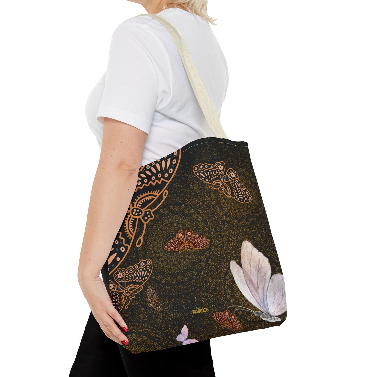 Bolsa de mano con mariposas en espiral