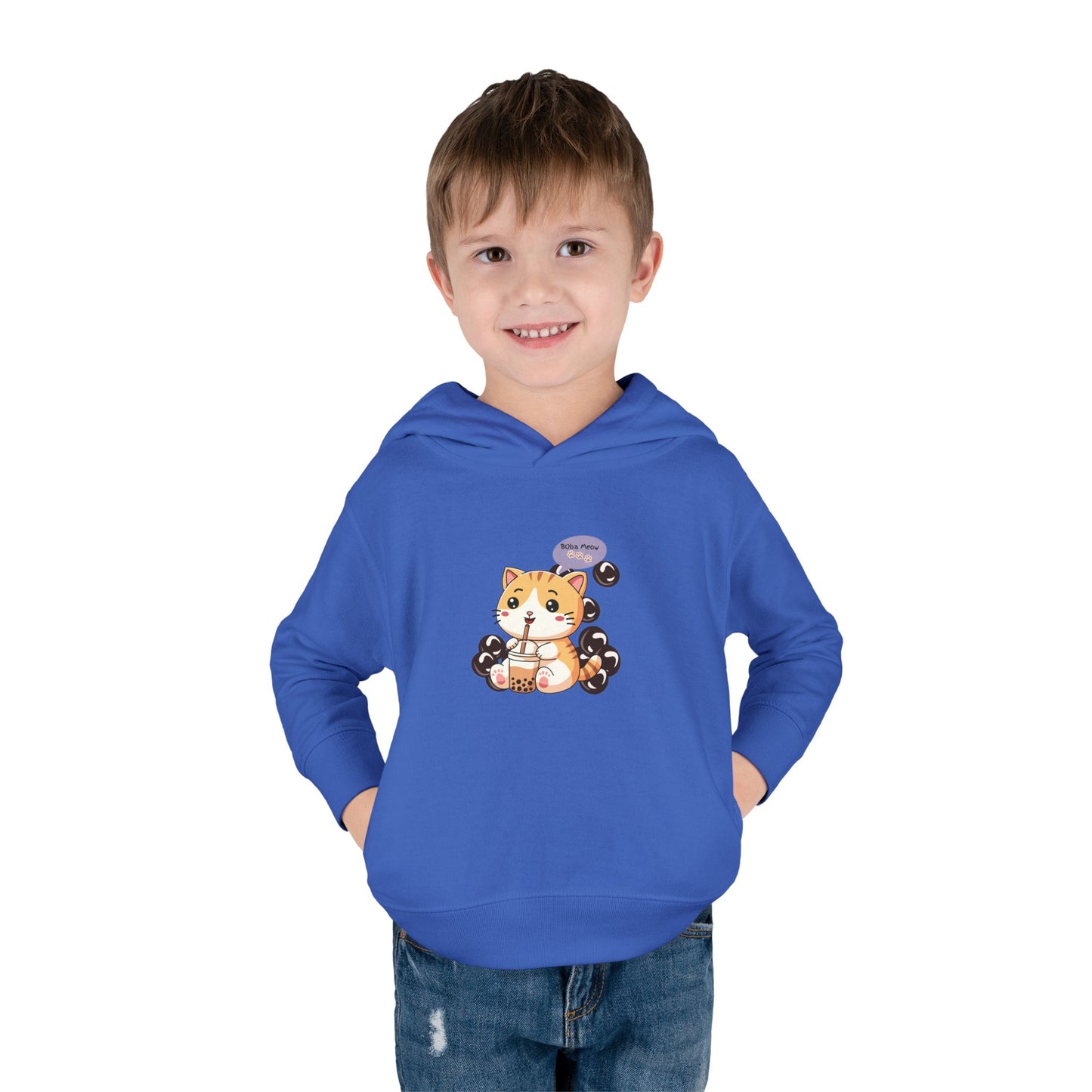 Kitten Bubble Tea Toddler Fleece Hoodie