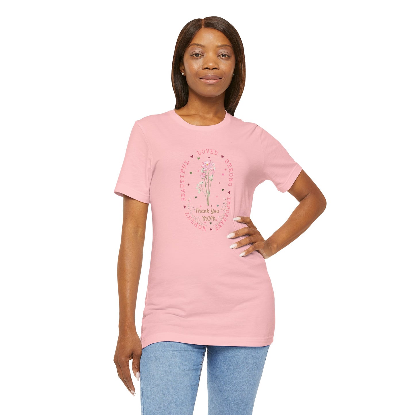 Mom Strength Pink Flower Graphic Tee
