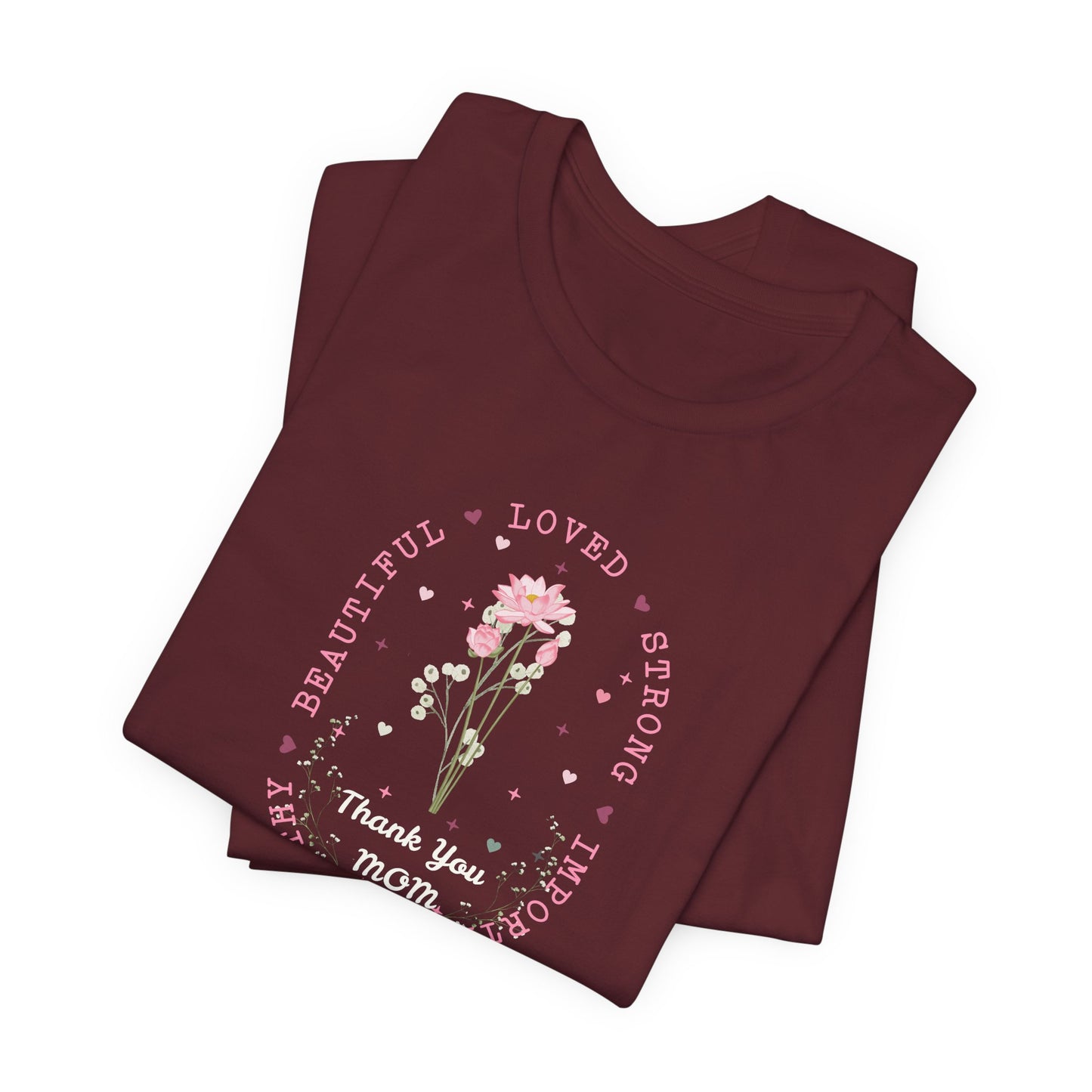 Mom Strength Pink Flower Graphic Tee