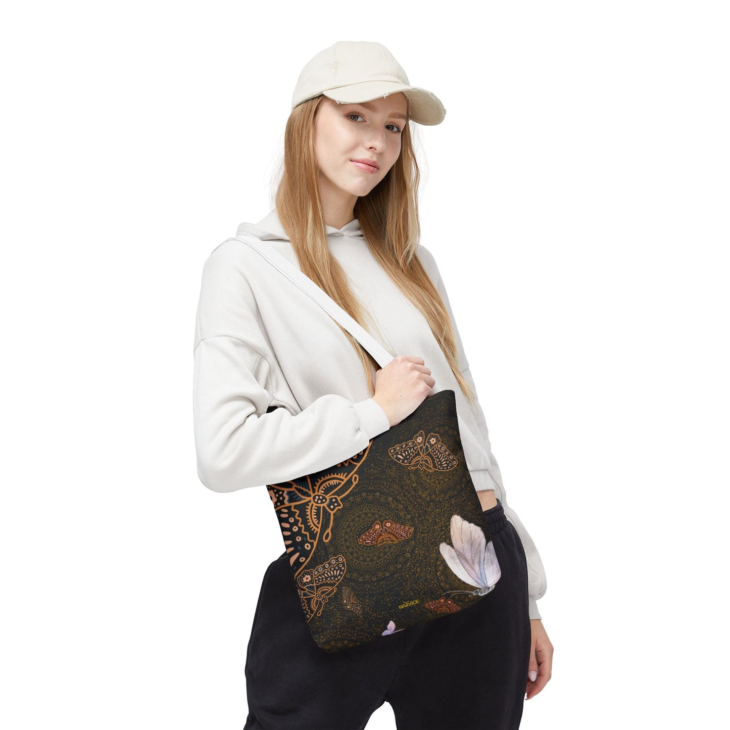 Bolsa de mano con mariposas en espiral