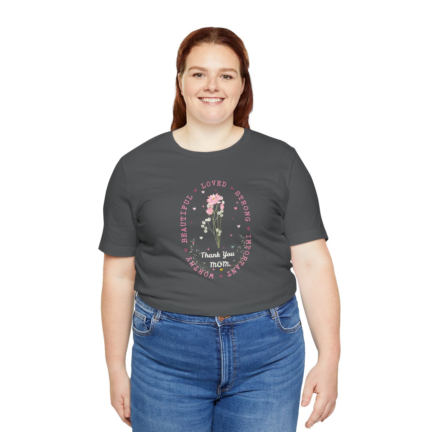 Mom Strength Pink Flower Graphic Tee