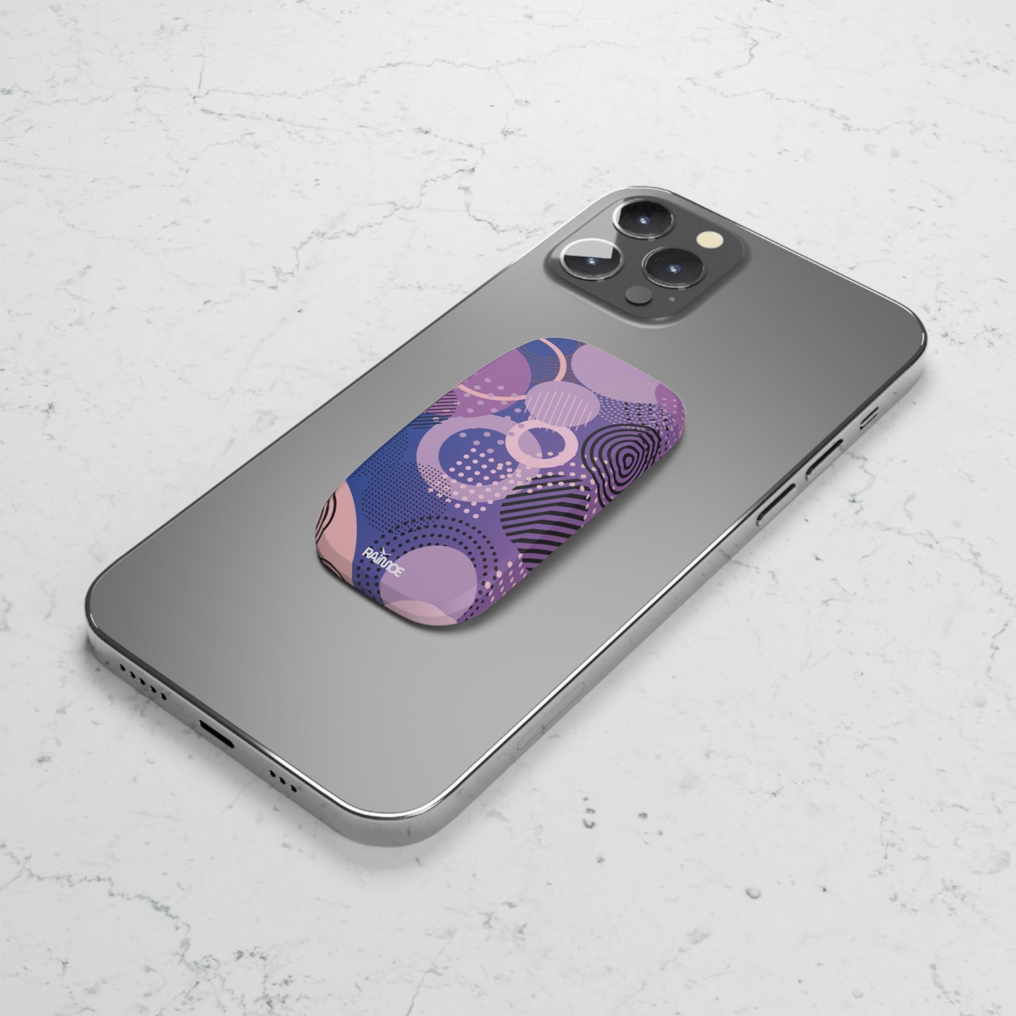 Agarre geométrico morado con clic para teléfono