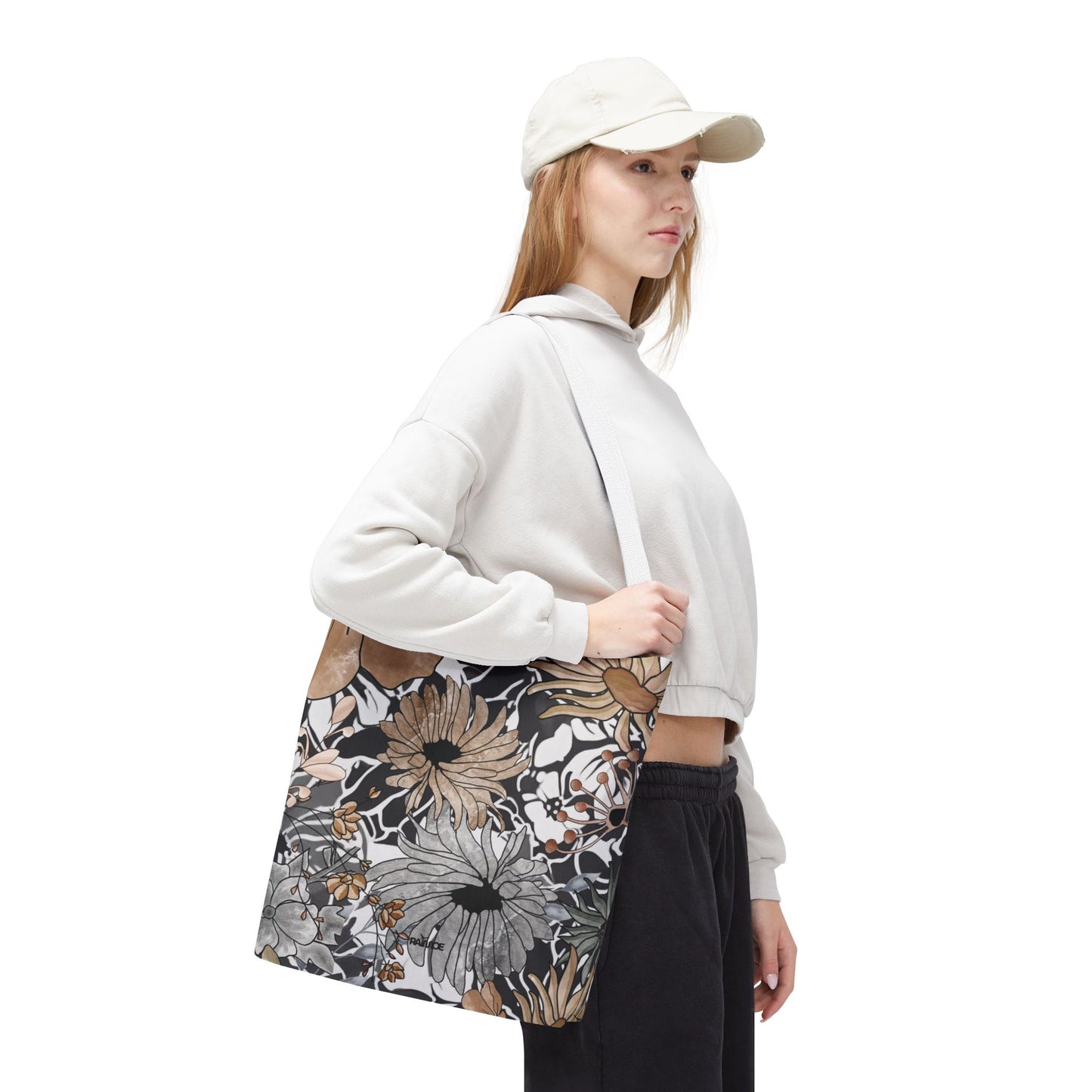 Bolsa de mano rústica con flores
