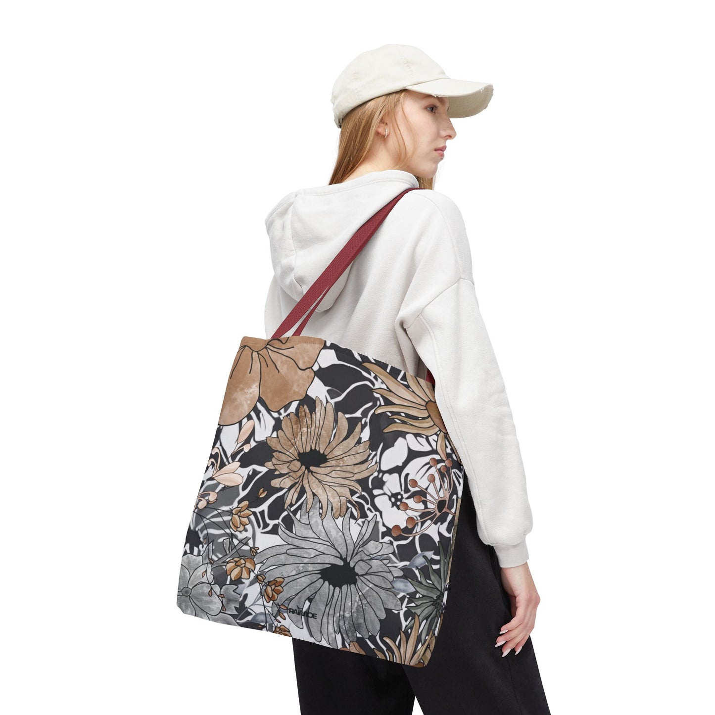 Bolsa de mano rústica con flores