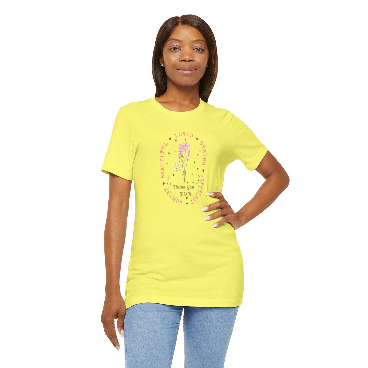 Mom Strength Pink Flower Graphic Tee