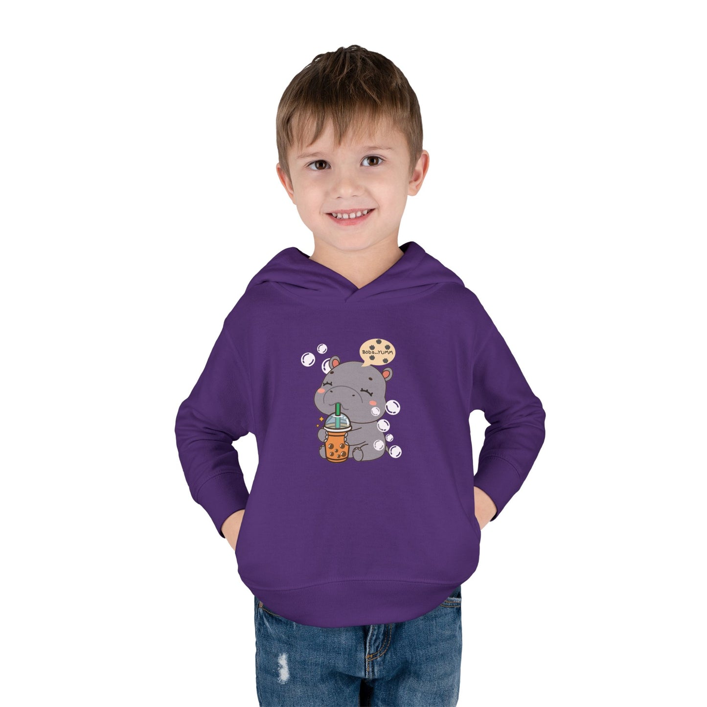 Hippo Bubble Tea Toddler Fleece Hoodie