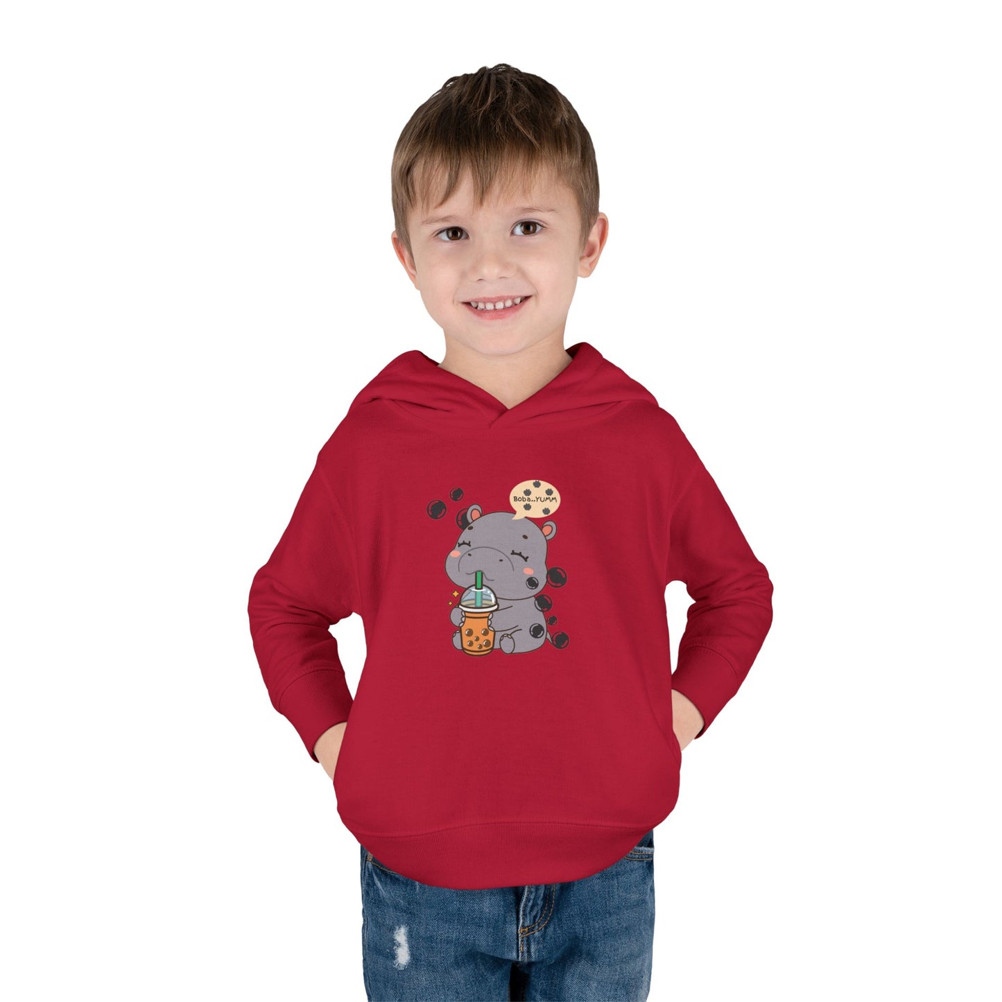Hippo Bubble Tea Toddler Fleece Hoodie